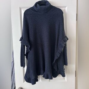 Elegant Navy Poncho Sweater SZ M